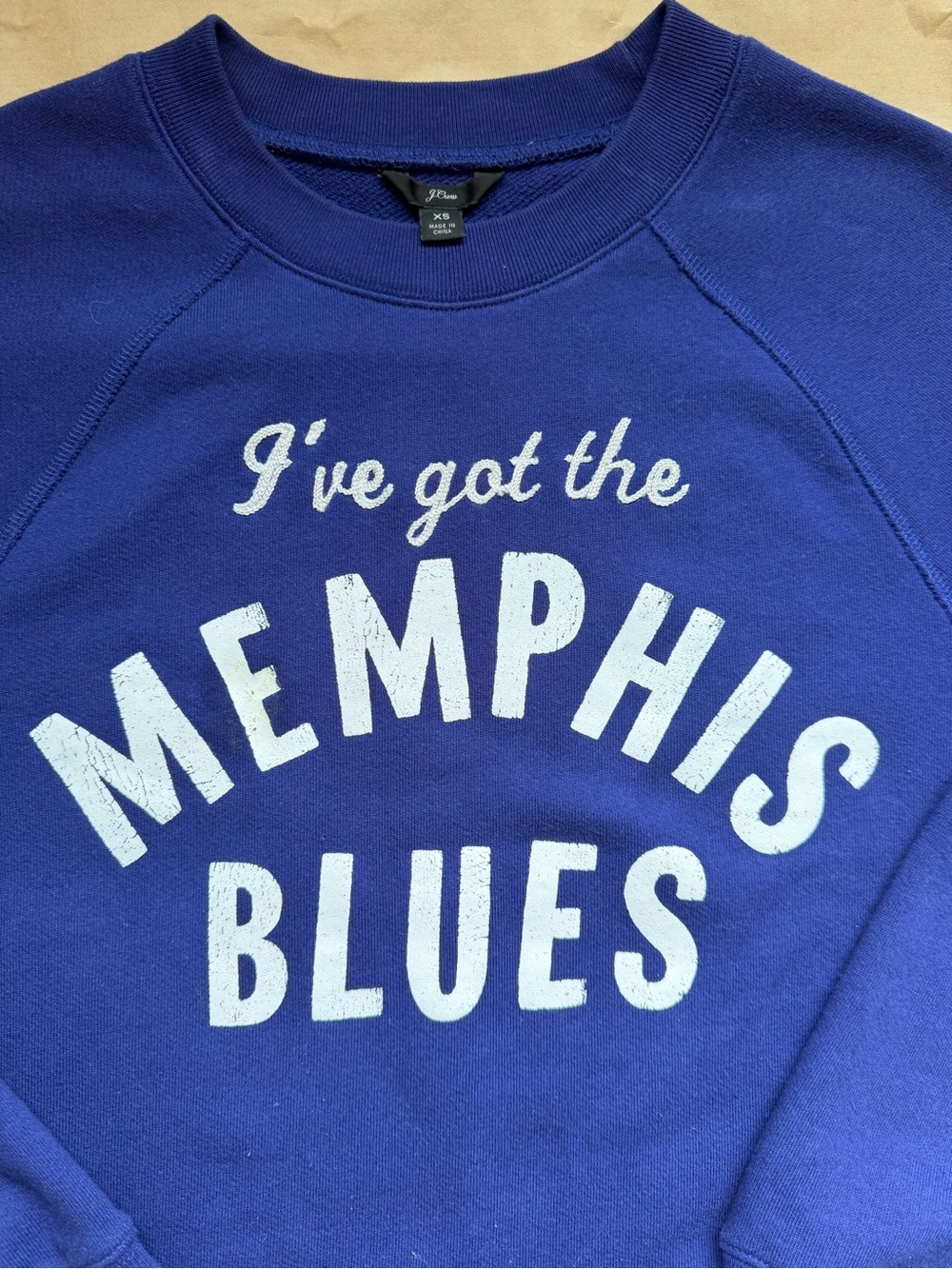Memphis Blues J. Crew Graphic 100% Cotton Blue Crew Neck Sweatshirt Sz XS